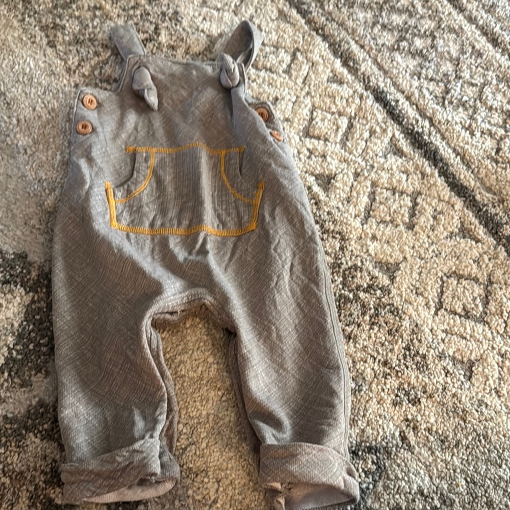 Matilda Jane Gray and Yellow Overalls Cozy Cotton Blend